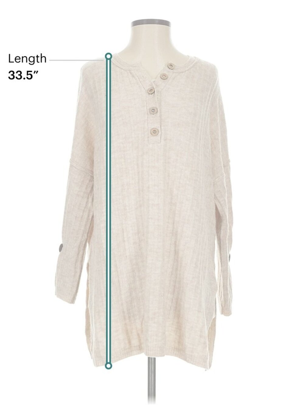 Intimately Free People Around the Clock Oversized Sweater Rib Knit Small Oatmeal - Picture 9 of 10